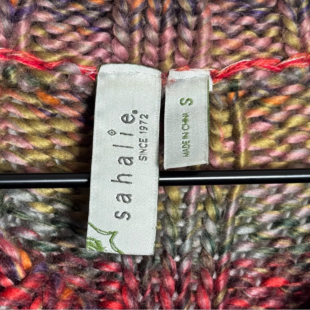 Sahalie Multicolor Chunky Knit Button-Down Women's Duster Cardigan Women’s Small - Picture 6 of 13
